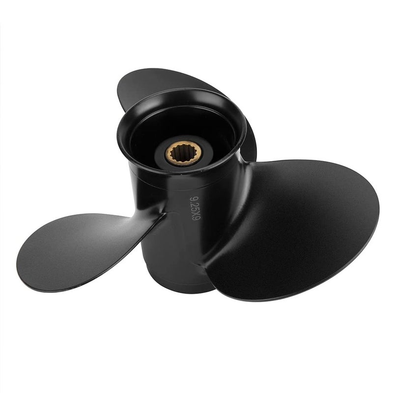 Qiclear بروبلر قوارب من الألمنيوم Qiclear OEM ترقية 9.25 × 9 و10 و11 سن 14 ملعقة تناسب محركات ميركوري الخارجية 9.9/15/20HP ومحركات توهاتسو 9.9/12/15/18HP/20HP، NSM NSF MFS، علبة تروس 2-1/2"، يمين (9.25x9) - Image 1